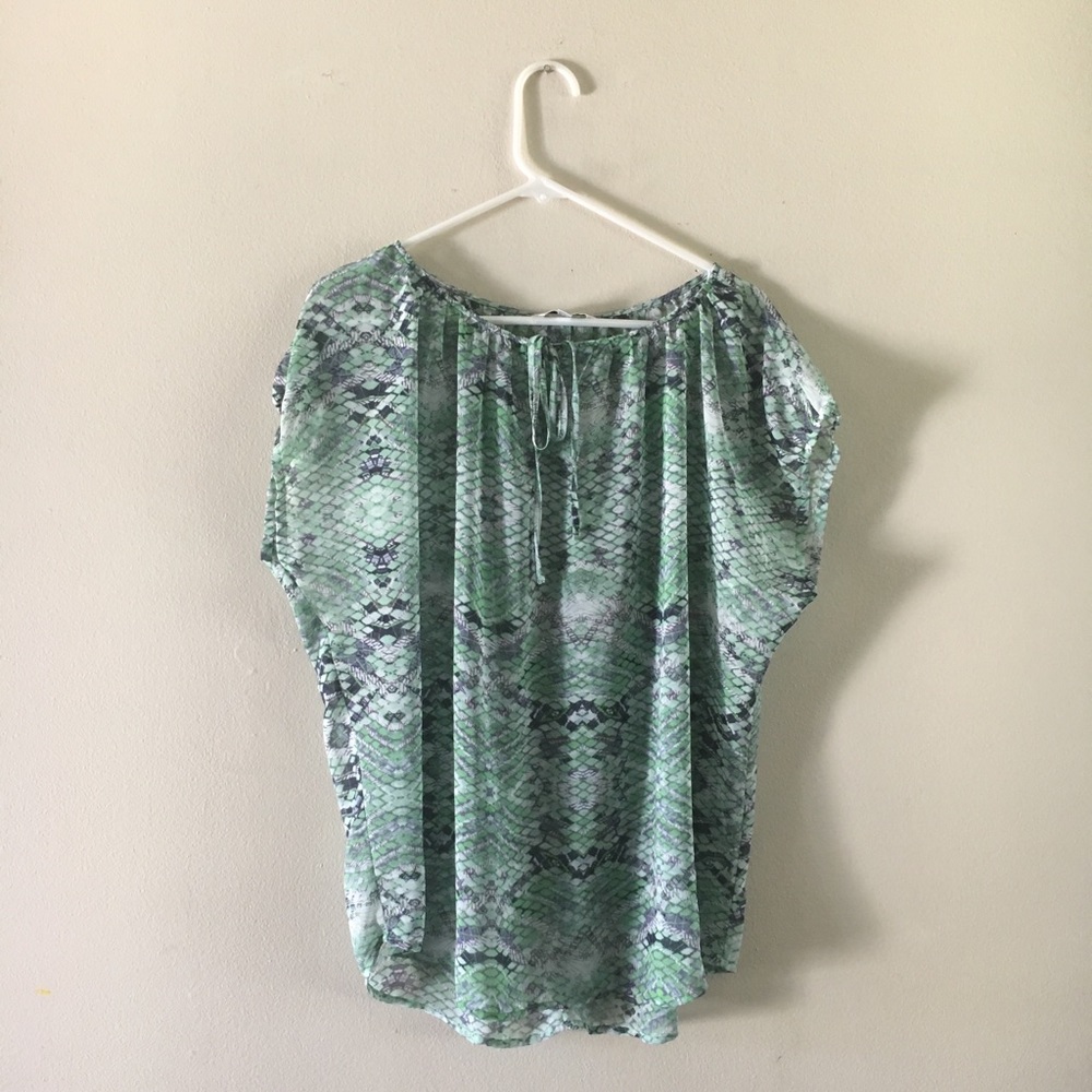 Green Blue Blouse shirt Large L Cabi Brand